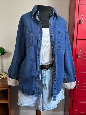 90’s BILL BLASS Blue Denim Button-Up Shirt Jacket